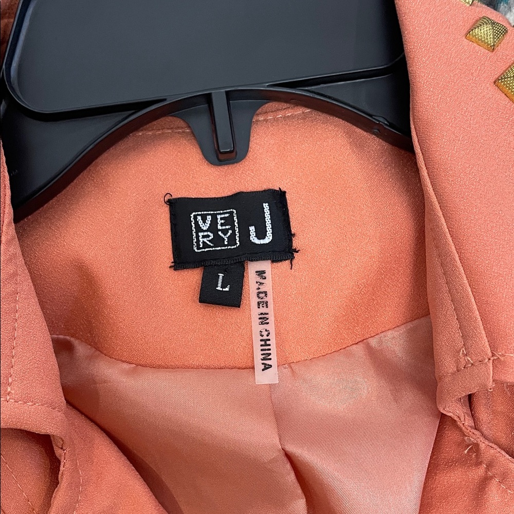 Gold Studded peach moto Jacket - Picture 11 of 17